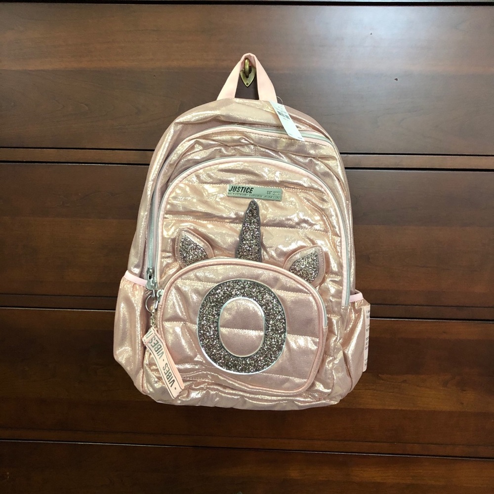 Brand New! Rose Gold Initial “O” Unicorn Backpack